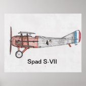 Vliegtuig WW1 Spad S-VII Poster (Voorkant)
