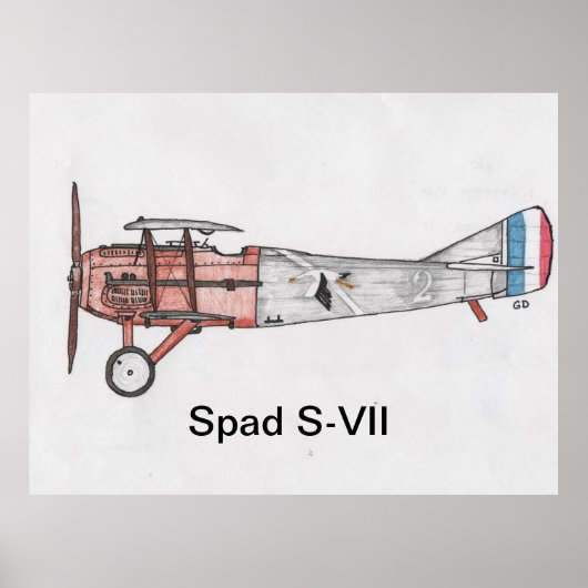 Vliegtuig WW1 Spad S-VII Poster (Voorkant)