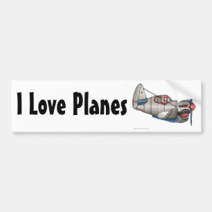 'Vliegtuig WW2 Vuurvliegtuig, ik hou van vliegtuig Bumpersticker