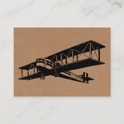  Vliegtuig - Zwart op kartonnen tekst Visitekaartje (Voorkant)