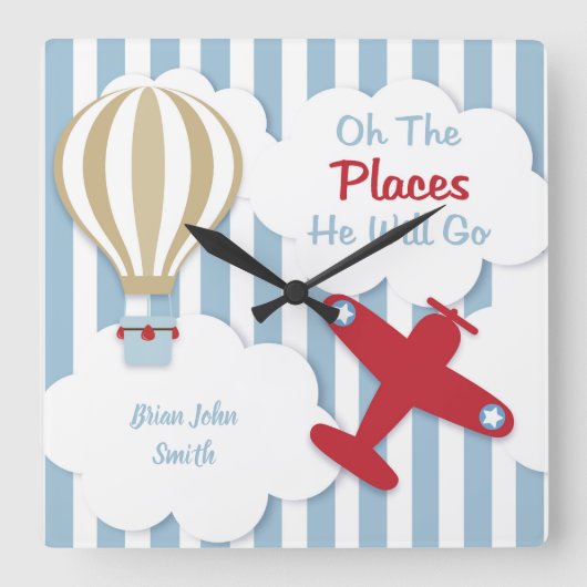 Vliegtuigaanpasbare Baby en Kinder wandklok (Voorkant)