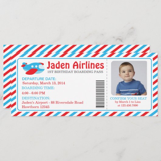 Vliegtuigaanvoerbiljet / Vliegtuigticket Kaart (Voorkant / Achterkant)