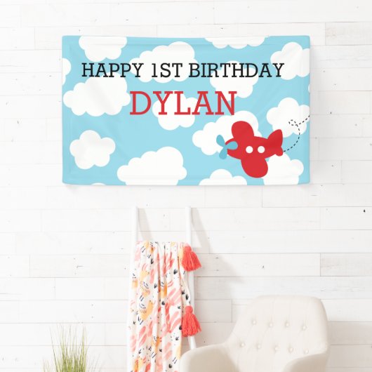 Vliegtuigachtergrond / banner (blauw en rood) (Insitu)