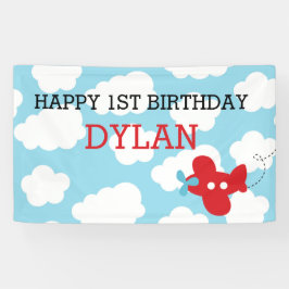 Vliegtuigachtergrond / banner (blauw en rood)