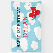 Vliegtuigachtergrond / banner (blauw en rood) (Verticaal)