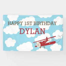  vliegtuigachtergrond/banner (blauw & rood) spandoek