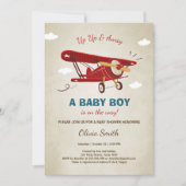 Vliegtuigavontuur voor het uitnodigen van Baby sho Kaart (Voorkant)