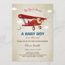 Vliegtuigavontuur voor het uitnodigen van Baby sho