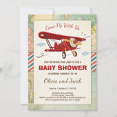 Vliegtuigavontuur voor het uitnodigen van Baby sho Kaart (Voorkant)