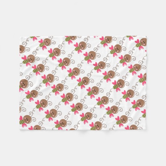 Vliegtuigbak/Cute Bumblebee Fleece Deken (Voorkant (Horizontaal))