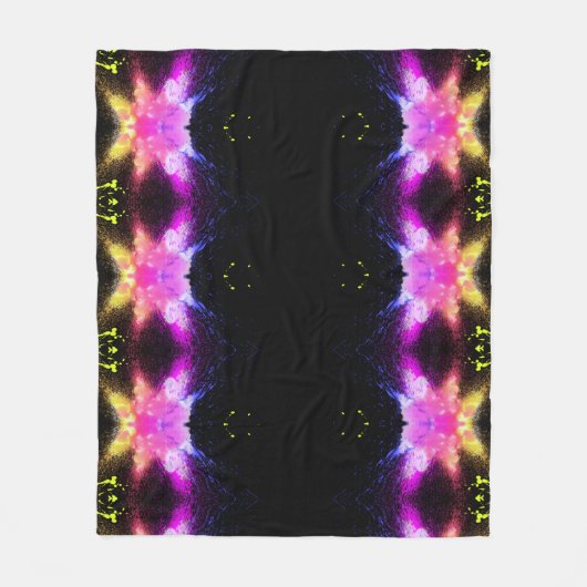 Vliegtuigbak in levendige zwarte en roze lichten. fleece deken (Voorkant)