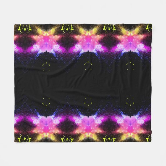 Vliegtuigbak in levendige zwarte en roze lichten. fleece deken (Voorkant (Horizontaal))