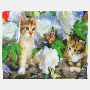 Vliegtuigbak/Kittens, vlinders en bloemen Fleece Deken