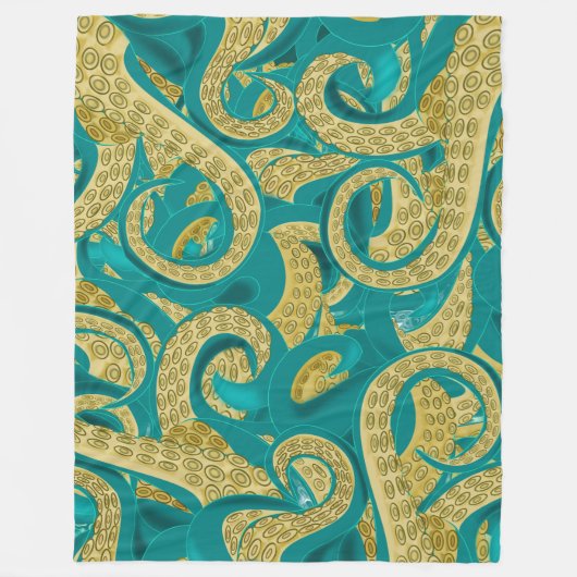 Vliegtuigbak met octopusontwerp fleece deken (Voorkant)