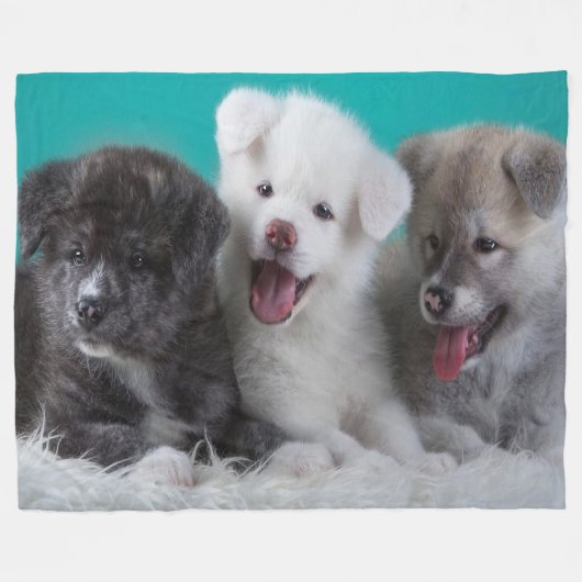 Vliegtuigbak/Puppies Fleece Deken (Voorkant (Horizontaal))