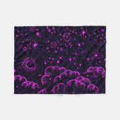 Vliegtuigbak voor moon en sterren (PK/BLK/PUR) Fleece Deken (Voorkant (Horizontaal))