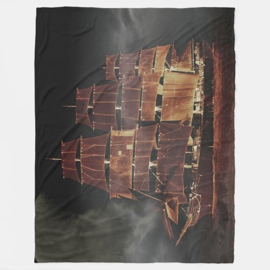 Vliegtuigbak - zeilschip fleece deken (Voorkant)