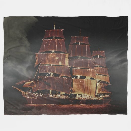 Vliegtuigbak - zeilschip fleece deken (Voorkant (Horizontaal))