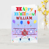  vliegtuigballonnen Verjaardagen Kaart (Gele Bloem)