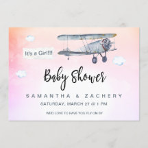 ** Vliegtuigbanner  Clouds Baby Girl Shower