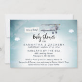 *~* Vliegtuigbanner Vintagewolken Jongens Baby Sho Kaart (Achterkant)