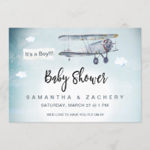 *~* Vliegtuigbanner Vintagewolken Jongens Baby Sho