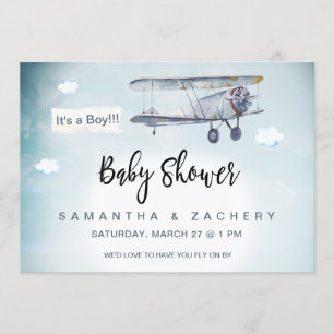 *~* Vliegtuigbanner Vintagewolken Jongens Baby Sho Kaart