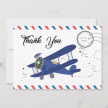  vliegtuigblauw Baby shower dank u