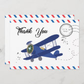vliegtuigblauw Baby shower dank u Bedankkaart (Voorkant / Achterkant)