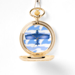 vliegtuigblauw vliegtuig horloge