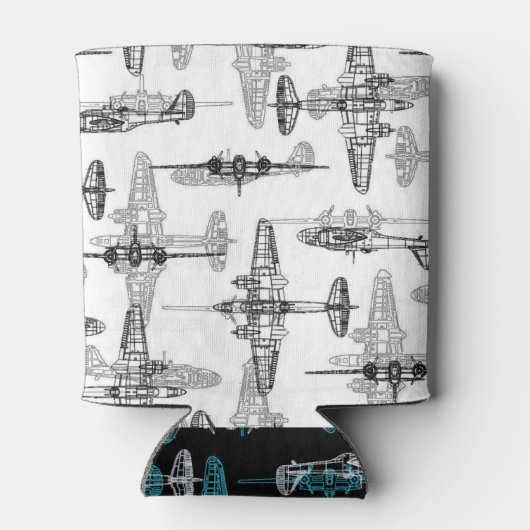 Vliegtuigblauwdruk 1 Drink Koelbox Blikjeskoeler (Achterkant)