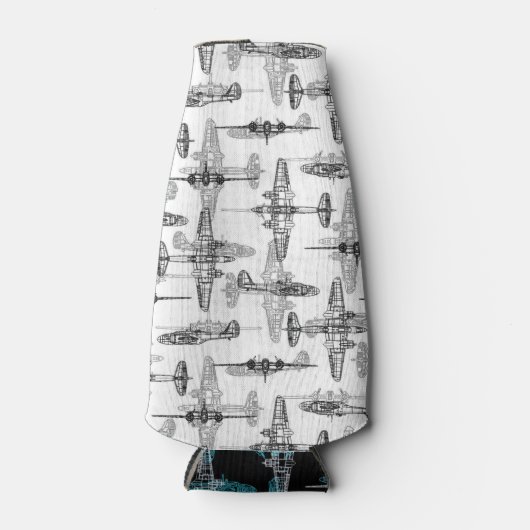 Vliegtuigblauwdruk 1-flessenkoeler flesjeskoeler (Voorkant)