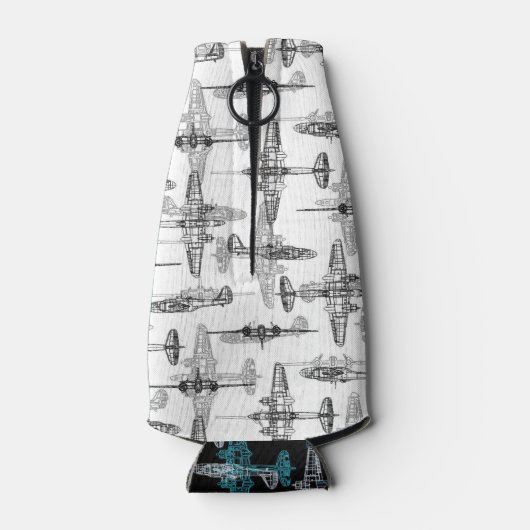 Vliegtuigblauwdruk 1-flessenkoeler flesjeskoeler (Achterkant)