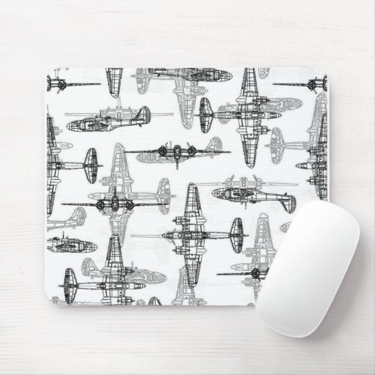 Vliegtuigblauwdruk 1 Muismat (Met muis)