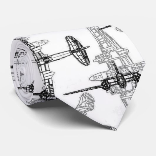 Vliegtuigblauwdruk 1 Stropdas (Opgerold)