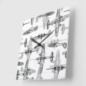 Vliegtuigblauwdruk 1 wandklok (Hoek)