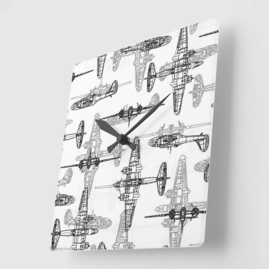 Vliegtuigblauwdruk 1 wandklok (Hoek)