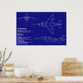 Vliegtuigblauwdrukken | AV-8B Harrier Poster (Keuken)