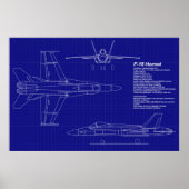 Vliegtuigblauwdrukken | F-18 Hornet Poster (Voorkant)