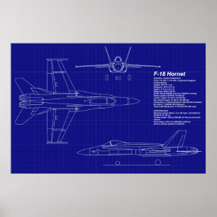 Vliegtuigblauwdrukken   F-18 Hornet Poster