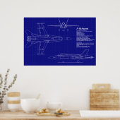 Vliegtuigblauwdrukken | F-18 Hornet Poster (Keuken)