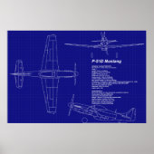 Vliegtuigblauwdrukken | P-51 Mustang Poster (Voorkant)