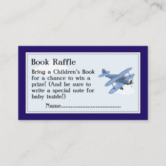 Vliegtuigboek Raffle Tickets, Baby shower Game Informatiekaartje