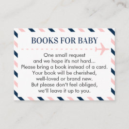 Vliegtuigboeken voor een roze marinejongen-meisje informatiekaartje