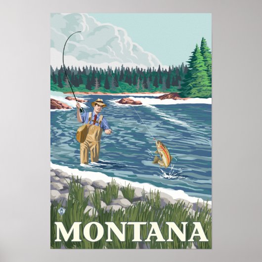 Vliegtuigboot MontanaVintage Travel Poster (Voorkant)