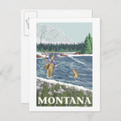 Vliegtuigboot MontanaVintage Travel Poster Briefkaart (Voorkant / Achterkant)