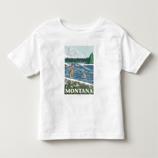 Vliegtuigboot MontanaVintage Travel Poster Kinder Shirts (Voorkant)