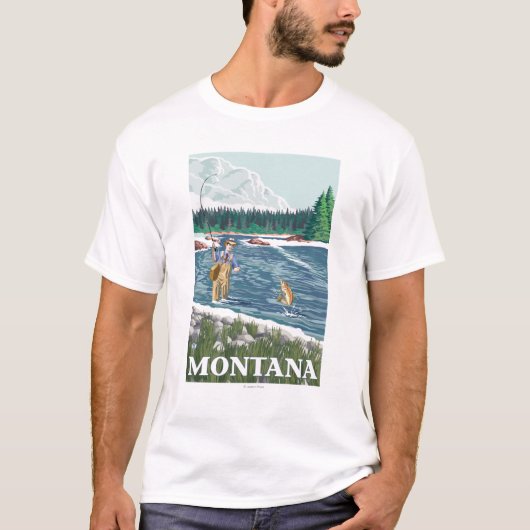 Vliegtuigboot MontanaVintage Travel Poster T-shirt (Voorkant)