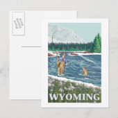 Vliegtuigboot WyomingVintage Travel Poster Briefkaart (Voorkant / Achterkant)