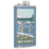 Vliegtuigboot WyomingVintage Travel Poster Heupfles (Rechts)